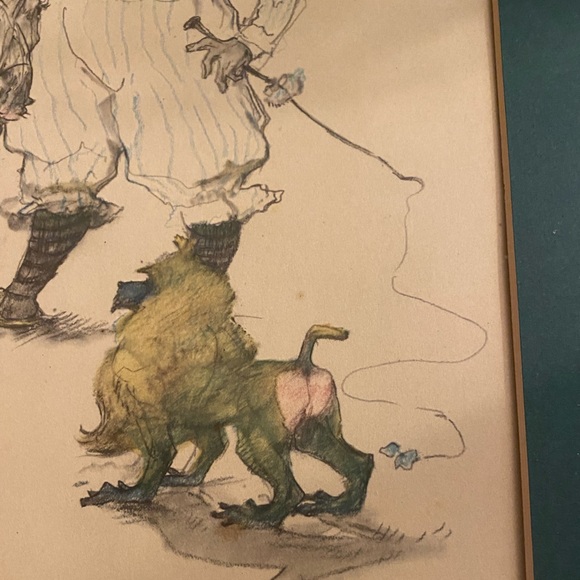 Toulouse Latrec - 1800’s Vintage Circus Art - TLC - Clown Monkey Signed Fine Art - Picture 4 of 11
